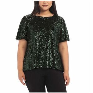 Hilary Radley Ladies Sequin Top - GREEN - S